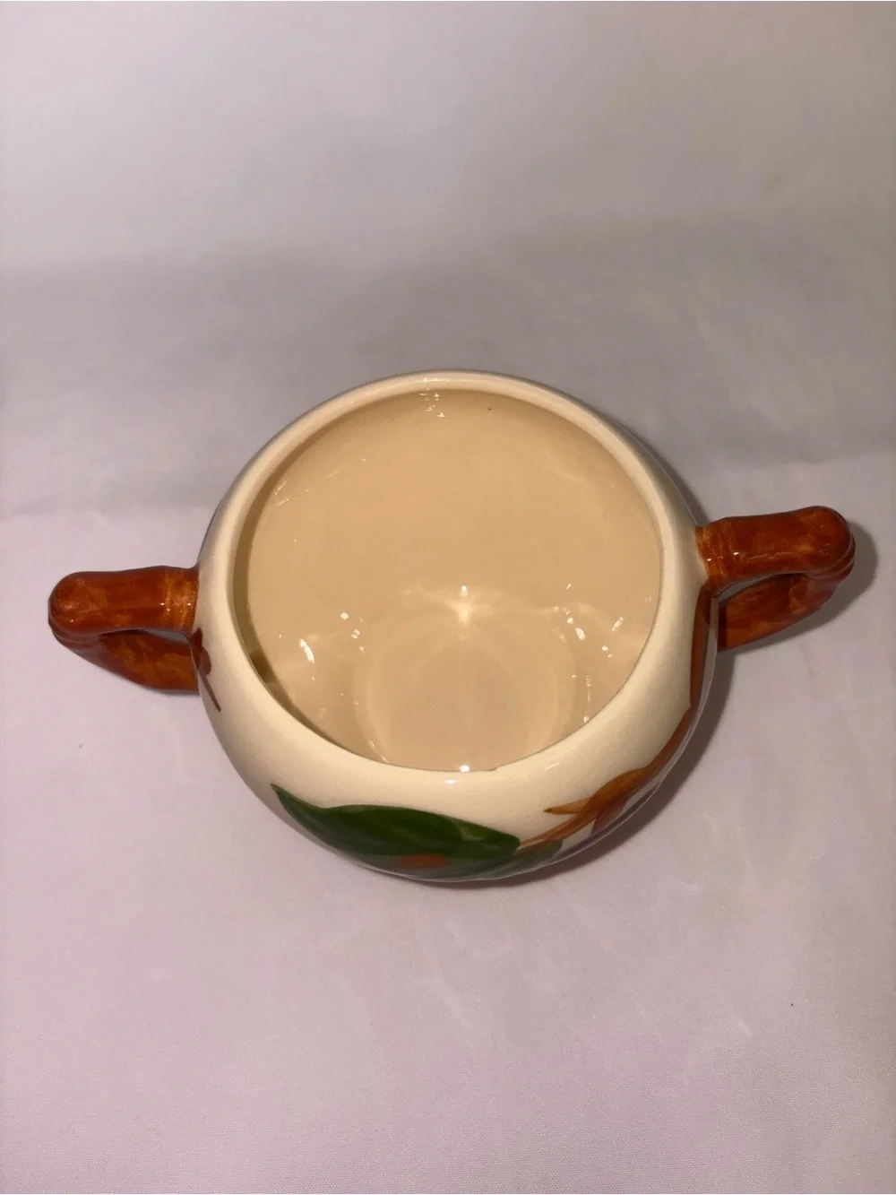 Franciscan Apple Vintage Sugar Bowl & Underplate Saucer Set Hand Painted USA